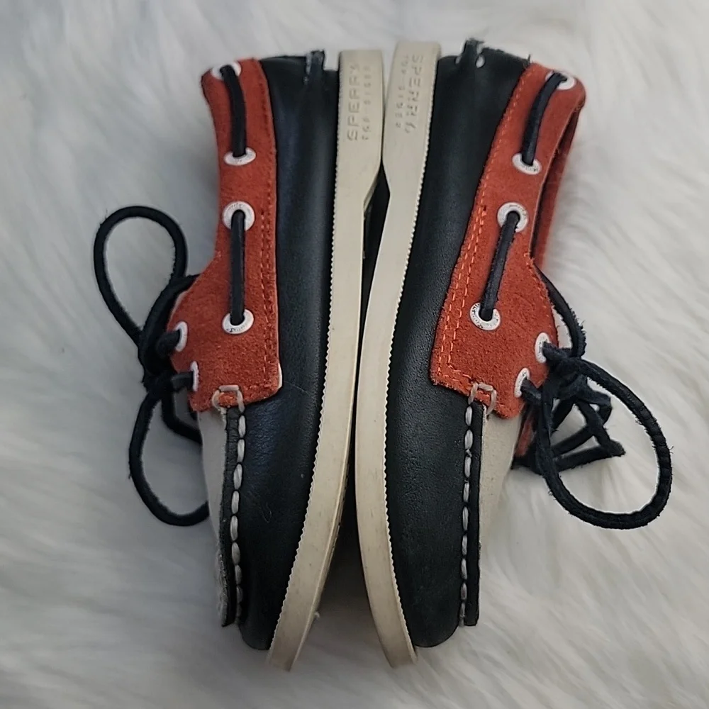 SPERRY Blue Orange Color Block Leather Suede‎ Preppy Summer Lace Up Boat Shoes 9